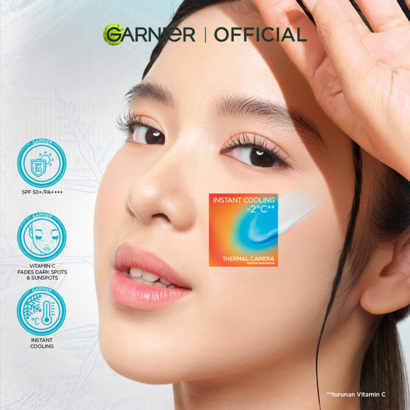 GARNIER Super UV Cooling Watergel Sunscreen SPF 50+ PA++++ Vitamin C Skincare - 30ml Sunscreen dengan sensasi dingin sunscreen spf 50 pa ++++