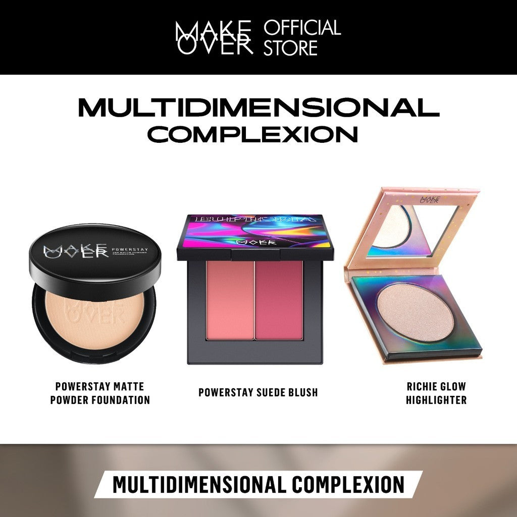 Multidimentional Complexion : Matte Powder Foundation, Suede Blush, Riche Glow Highlighter - Make Over Face Bundle...