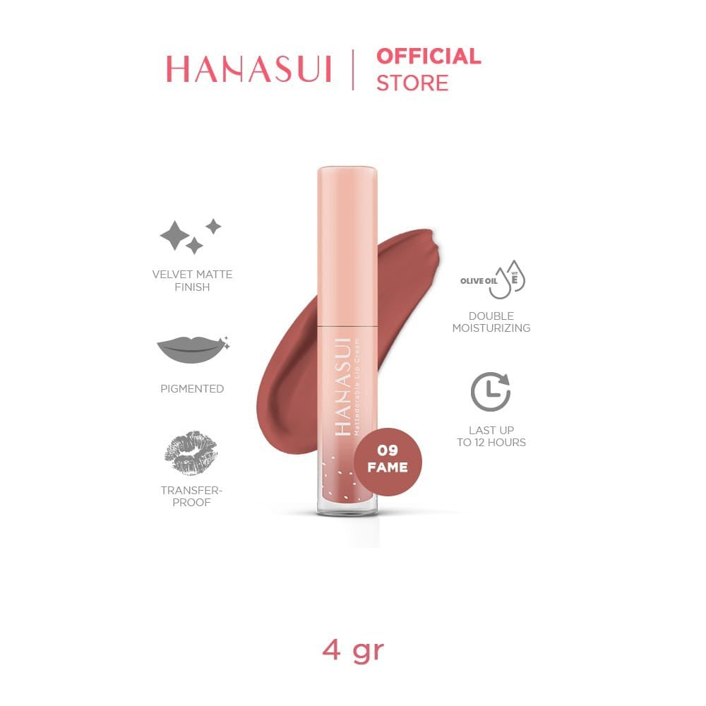 Hanasui Mattedorable Lip Cream Hanasui lipstik 16 Warna