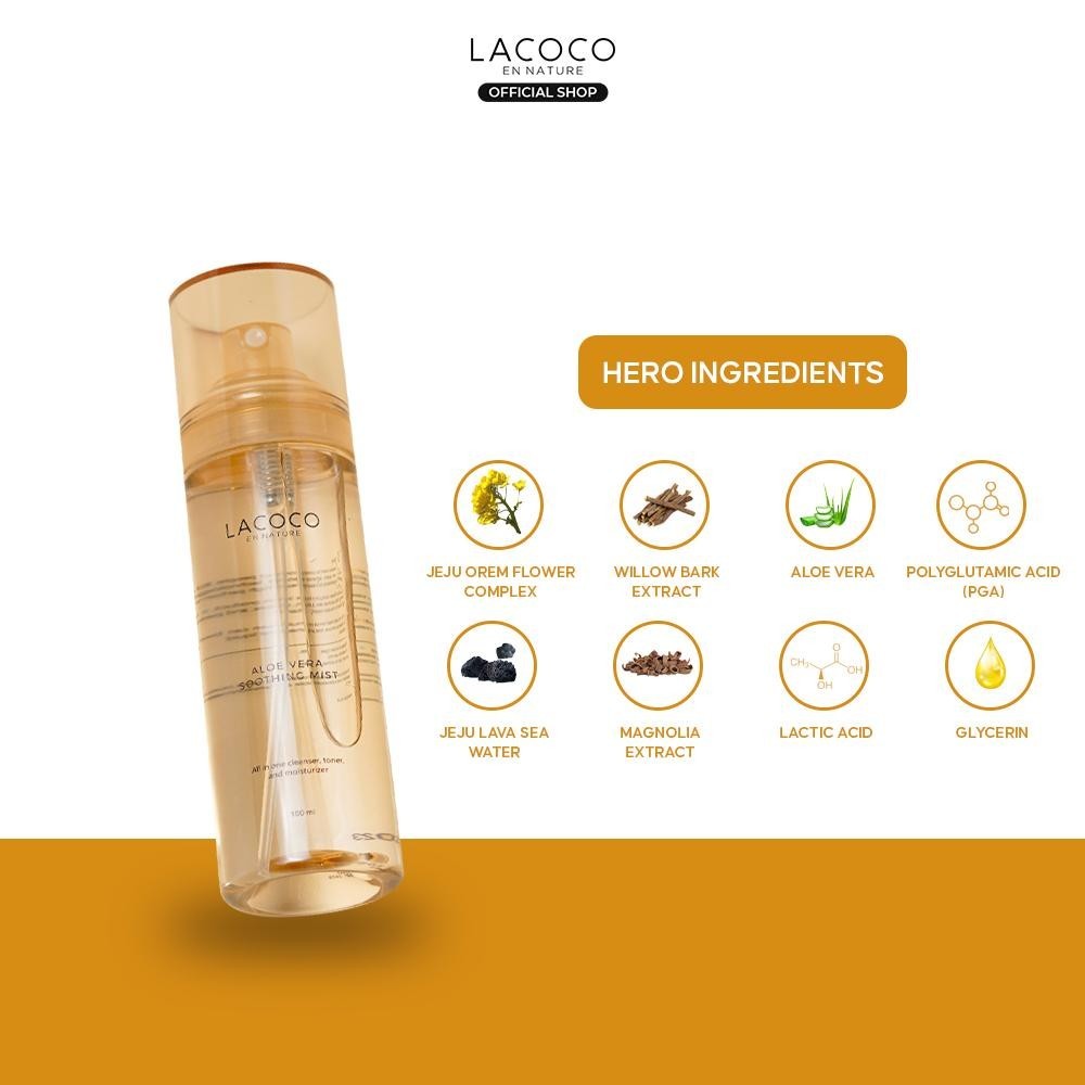 [Twin Pack] Lacoco Aloe Vera Soothing Mist 100ml - Calming Spray untuk Menghidrasi dan Menyejukan Kulit Wajah