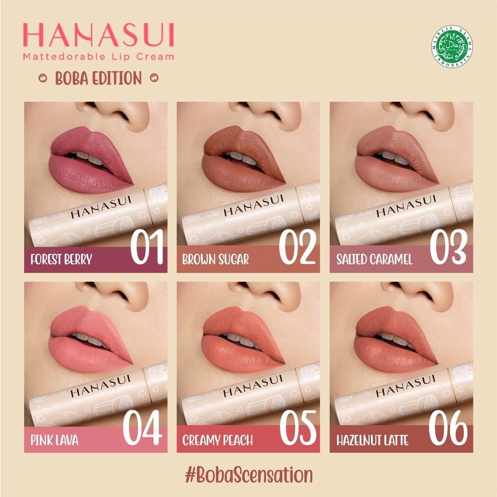Hanasui Mattedorable Lip Cream Hanasui lipstik 16 Warna