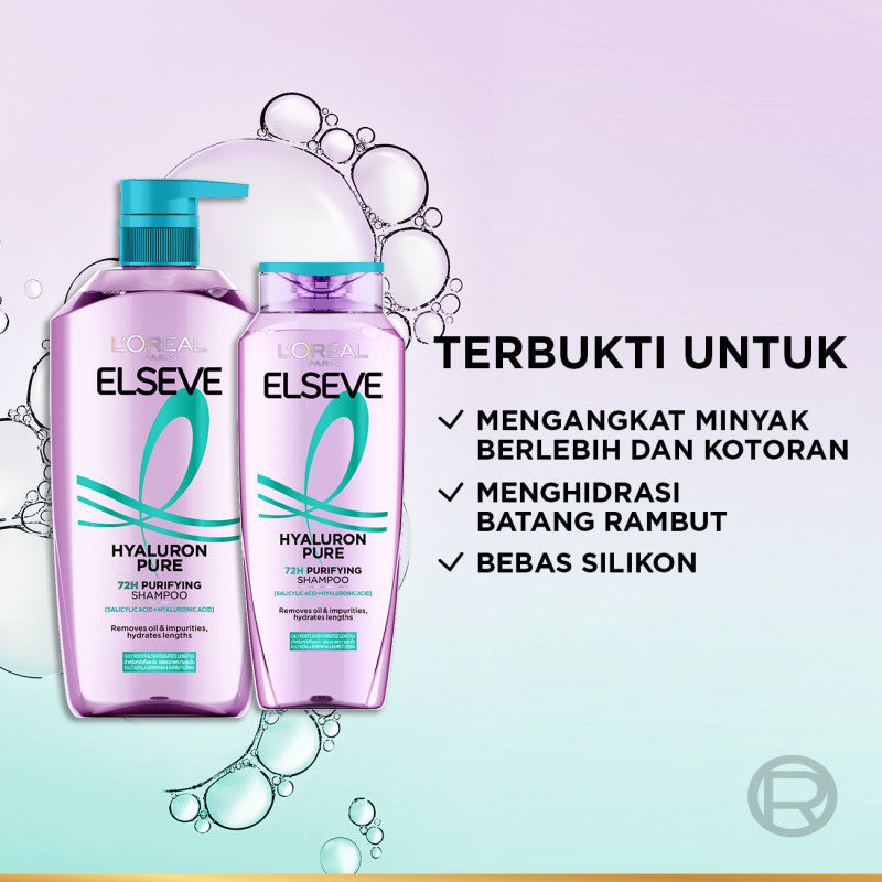 [NEW LAUNCH] L'Oreal Paris Hyaluron Pure 72H Purifying Shampoo - Perawatan Rambut Bebas Lepek dan Rambut Halus tahan hingga 72jam - Shampoo 400ml - Kulit Kepala Berminyak dan Rambut Kering