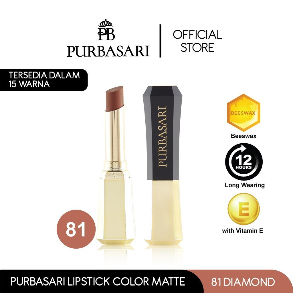 [KOMBO HEMAT] Purbasari Lipstick Color Matte + Lip serum / Lipstick Matte / Lipstick tahan 12jam - Ringan dan lembut di bibir Lipstik Pewarna Gloss Almond - Lip Serum + 81 Diamond