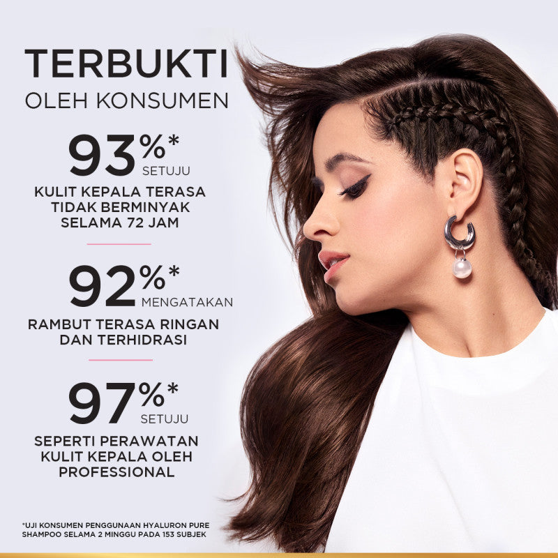 [NEW LAUNCH] L'Oreal Paris Hyaluron Pure 72H Purifying Shampoo - Perawatan Rambut Bebas Lepek dan Rambut Halus tahan hingga 72jam - Shampoo 400ml - Kulit Kepala Berminyak dan Rambut Kering