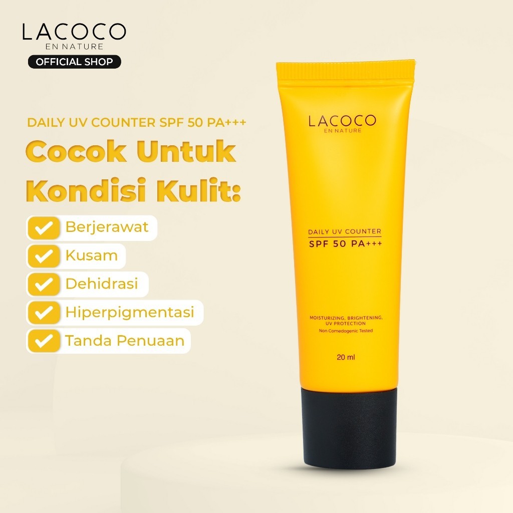 [Twin Pack] Lacoco Sunscreen Daily UV Counter SPF 50 PA+++ - Sunscreen Non Comedogenic/Melindungi Kulit dari Sinar UV