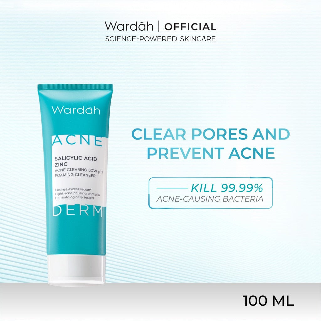 WARDAH Acnederm Salicylic Acid Zinc Acne Clearing Low pH Foaming Cleanser - Skincare