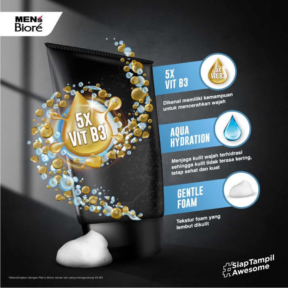 Men's Biore Sabun Cuci Muka Skincare Pria Bright Expert 100gr Twin Pack