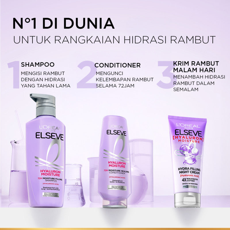 BARU! L’Oreal Paris Elseve Hyaluron Moisture Shampoo 400ml (Perawatan Untuk Rambut Kering Dengan Hyaluronic Acid 72 Jam Mengunci Hidrasi Rambut)