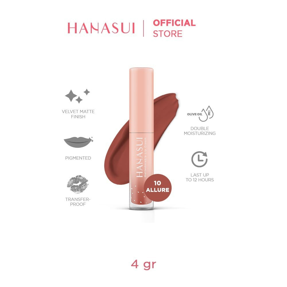 Hanasui Mattedorable Lip Cream Hanasui lipstik 16 Warna