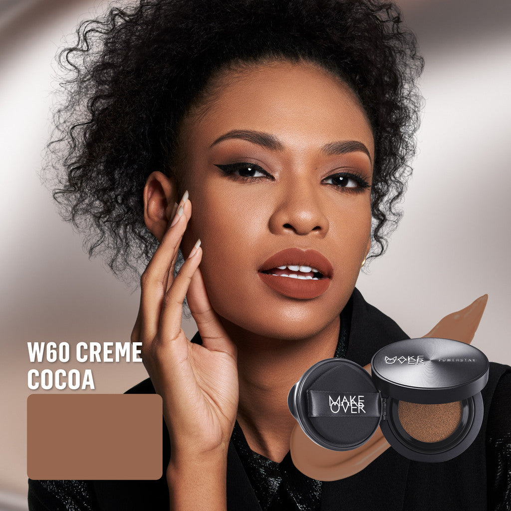 NEW! MAKE OVER Powerstay Sync Matte Cushion - Smart AI Matte Cushion High Coverage Zero Oxidation Oil Control Foundation Compact Makeup Concealer