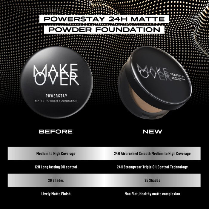 [ SPECIAL PRICE ] MAKE OVER Powerstay 24H Matte Powder Foundation -  Bedak Padat High Coverage Ringan Bedak Compact Wajah Flawless Make Up Tahan Lama 24 Jam Non-Comedogenic BEST SELLER Poreless DFW Nadya Hutagalung Pony Mira Agile Zsa Zsa Utari