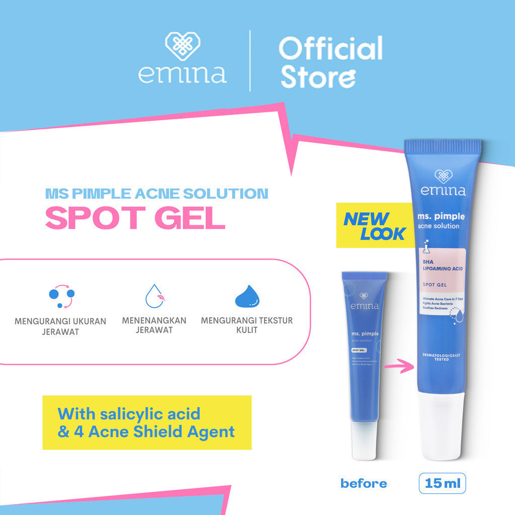 NEW! Emina Ms. Pimple Acne Solution spot Gel 15ml - Obat Totol Jerawat tanpa meninggalkan bekas noda