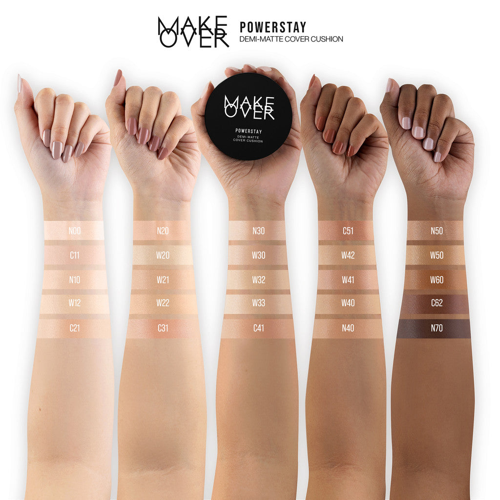 [TINTINTINWIN'S PICKS] MAKE OVER Powerstay Demi-Matte Cover Cushion - Cushion Matte High Coverage Foundation Compact Ringan Oil Control Make Up Wajah Tahan Lama 24 Jam Non-Comedogenic BEST SELLER Concealer Make Up