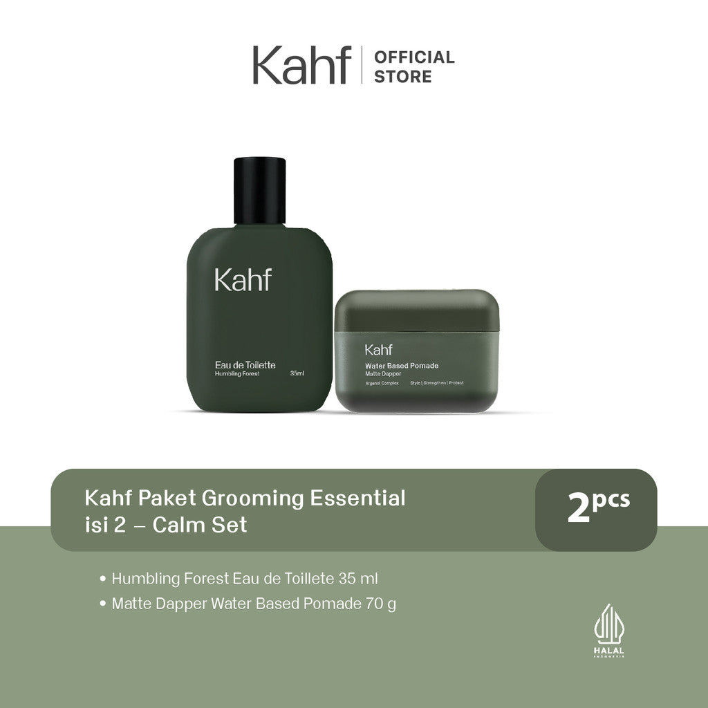 Kahf Paket Grooming Essential isi 2 - Eau de Toilette (EDT), Pomade, Hair Powder