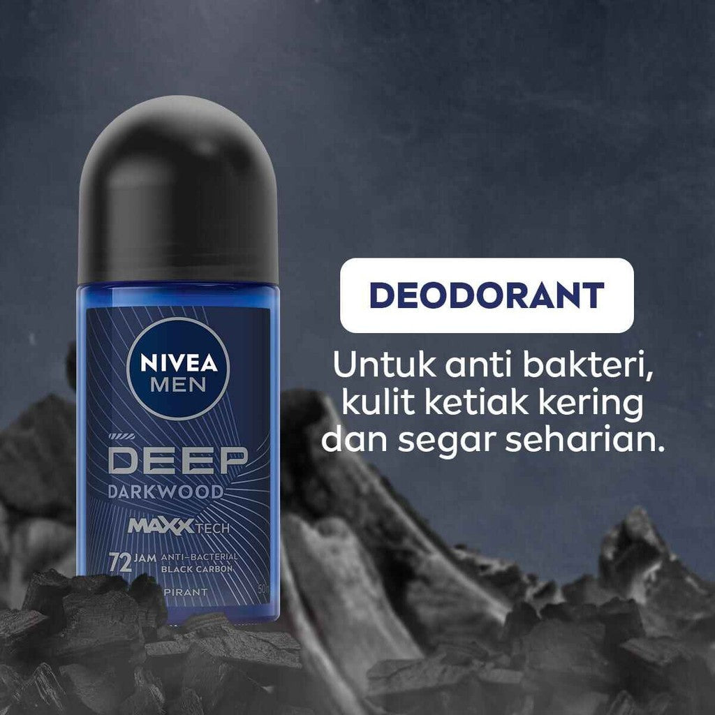 NIVEA MEN Travel Pack - Dark Spot Minimizer Facial Foam 50mL + Deodorant Deep Roll-On 25mL