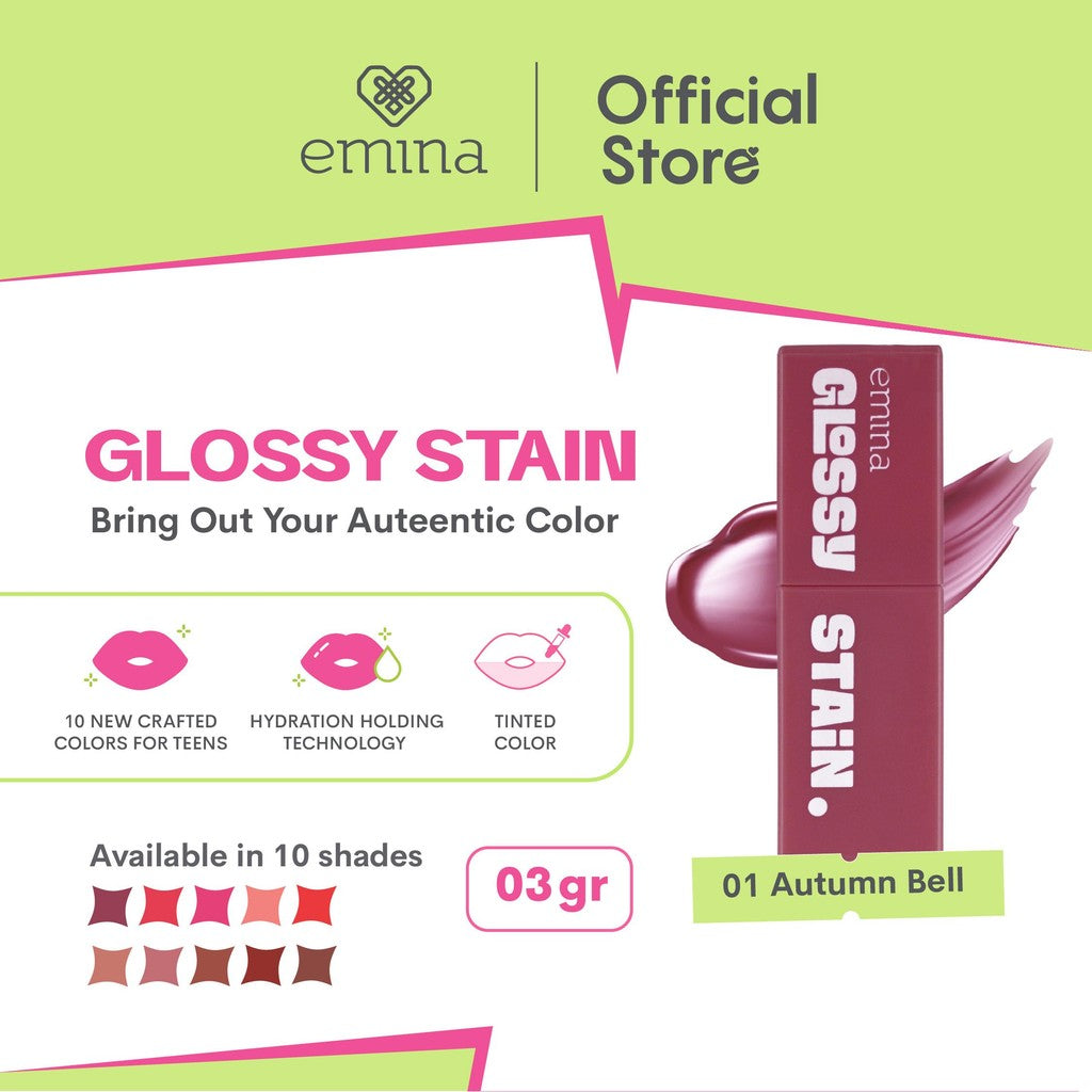 [SPECIAL 11.11] Emina Glossy Stain x Muzik Tiger 3 g - Melty Gel Lip Tint Glossy Finish, Tahan Lama dan Melembabkan