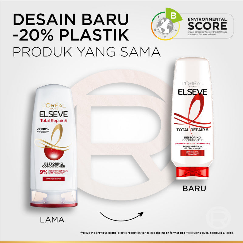 L'Oreal Paris Total Repair 5 Repairing Conditioner Memperbaiki Rambut Rusak dengan Ceramide -  265ml  - Hair Care Perawatan Rambut Loreal dengan Ceramide