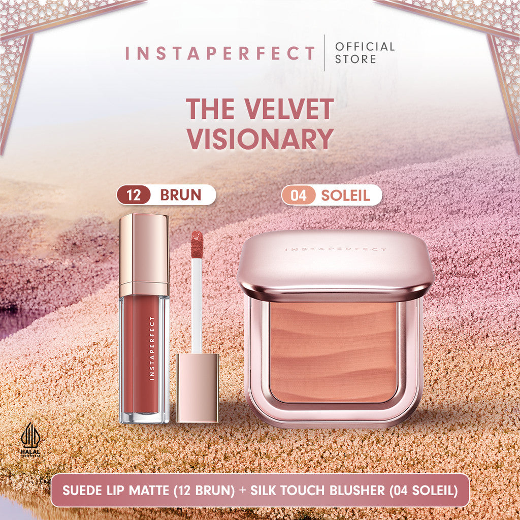 Instaperfect The Velvet Visionary Make Up (Mahogany) Look: Skin Cover Air Cushion, Silk Touch Blusher, Suede Lip Matte, Noir Lash Mascara