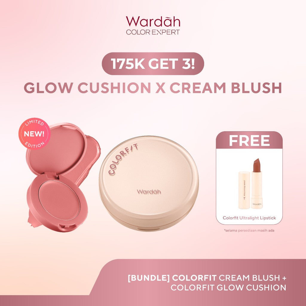 [INNAMA RAMADAN'S PICKS: BUNDLE PALEMBANG] WARDAH SPECIAL COLOURVERSE — 175KGET 3! Colorfit Perfect Glow Cushion + Colotfit Cream Blush + Colorfit Ultralight Matte Lipstick - Makeup