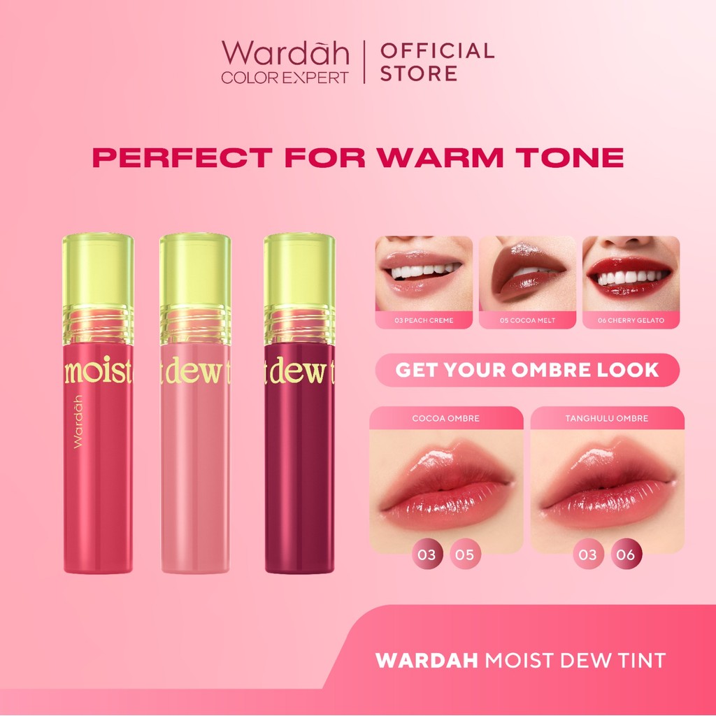 WARDAH TRIPLE PACK Moist Dew Tint 3 g 3 pcs - Liptint yang Mengadung Oatmilk dan Pentavitin - Makeup