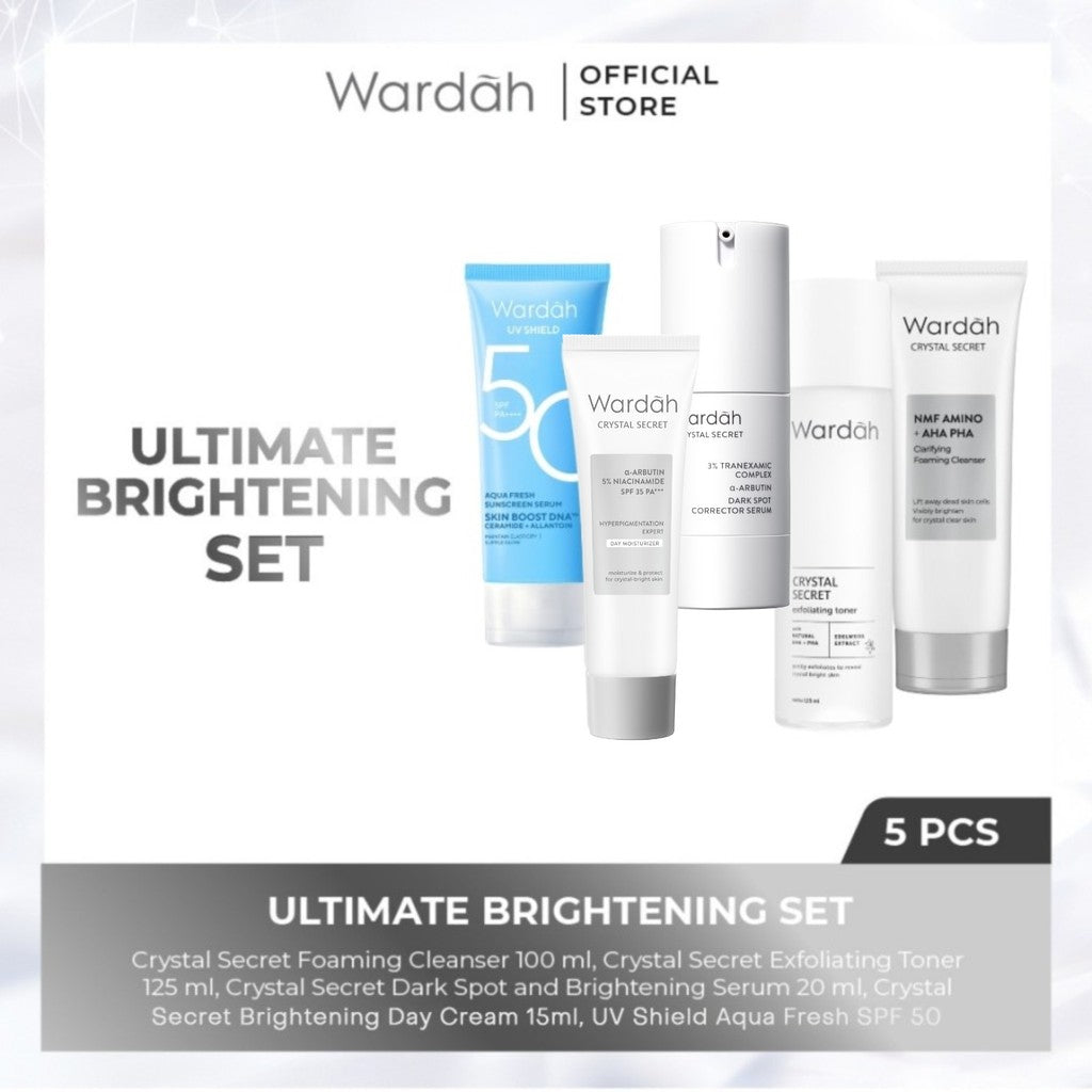 Paket Skincare Wardah Isi 5 pcs - Face Wash, Toner, Moisturizer Gel, Serum, & Sunscreen Paket Solusi Masalah Kulit - Skincare