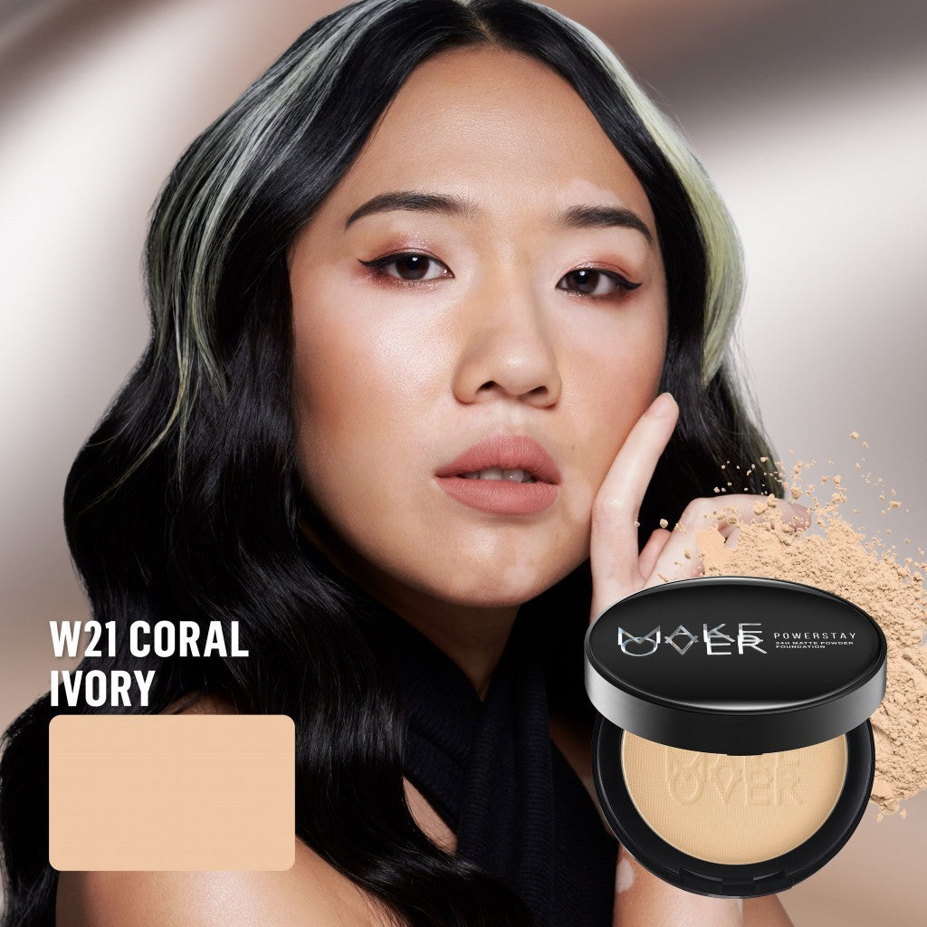 [ SPECIAL PRICE ] MAKE OVER Powerstay 24H Matte Powder Foundation -  Bedak Padat High Coverage Ringan Bedak Compact Wajah Flawless Make Up Tahan Lama 24 Jam Non-Comedogenic BEST SELLER Poreless DFW Nadya Hutagalung Pony Mira Agile Zsa Zsa Utari