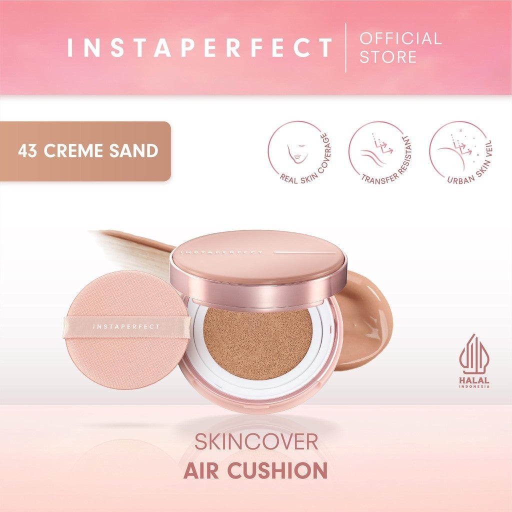 INSTAPERFECT Real Skin Cushion Complete Package (Skinover Air Cushion + Refill) Full Coverage Semi Matte Finish- Bundle Lengkap Make Up Tahan Lama