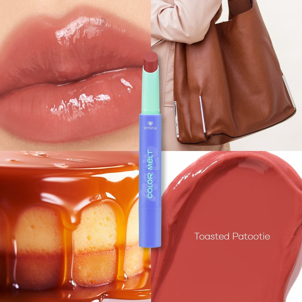 NEW! Emina Hyalupeptide Color Melt Balm - Tinted Lip Balm Melembabkan & Mencerahkan Bibir, Lightweight & Cover Bibir Gelap with Peptide | Memperkuat Lip Barrier - Cocok untuk Bibir Sensitif