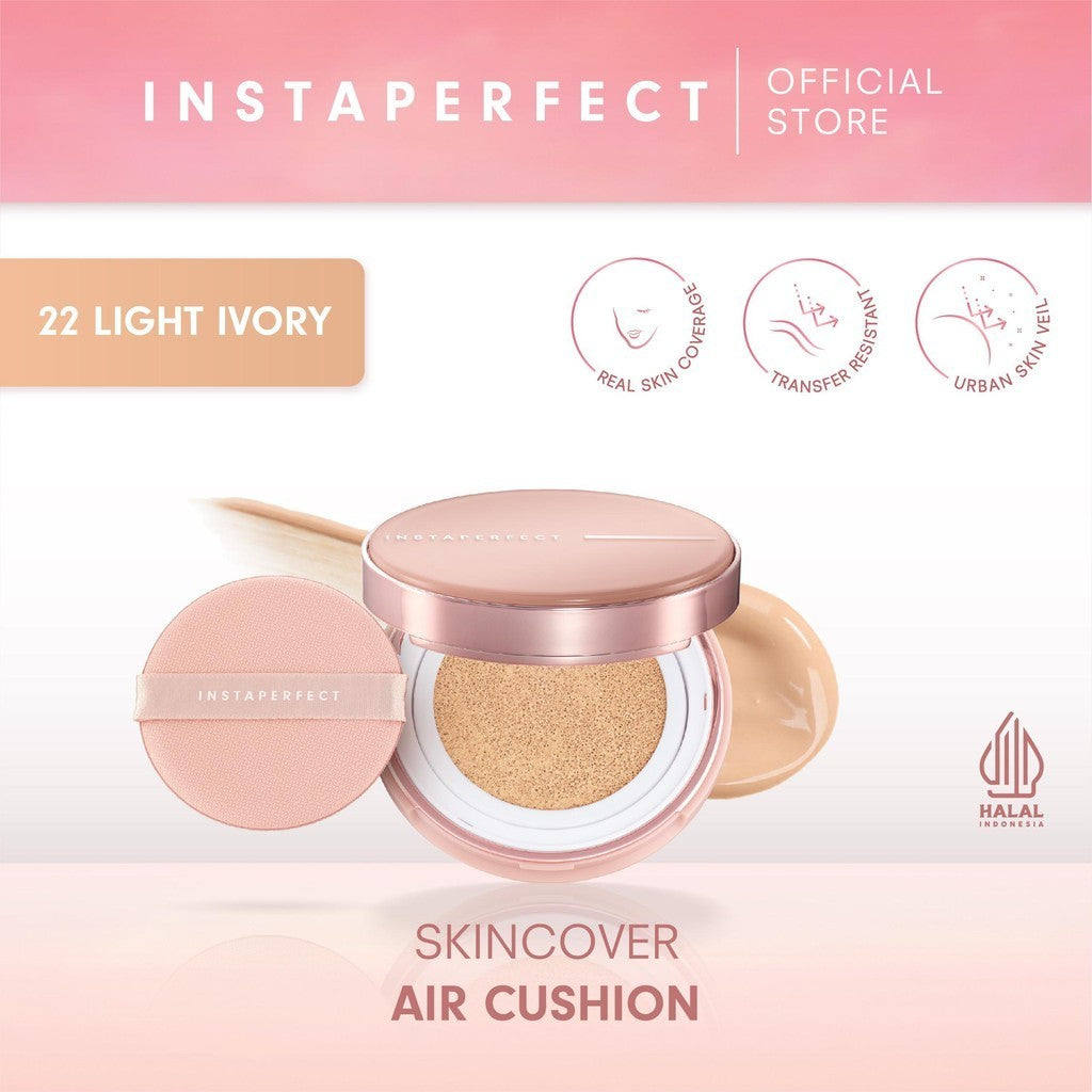 INSTAPERFECT Real Skin Cushion Complete Package (Skinover Air Cushion + Refill) Full Coverage Semi Matte Finish- Bundle Lengkap Make Up Tahan Lama
