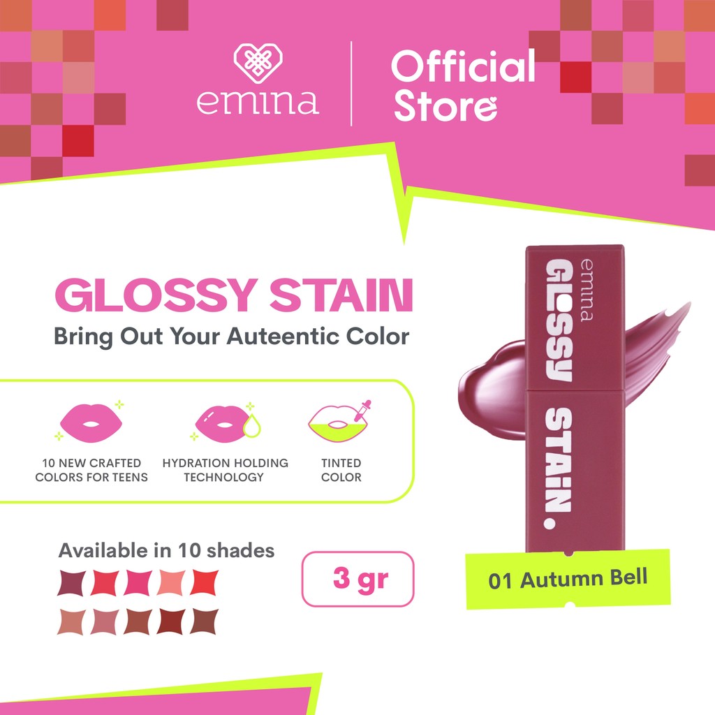 [SPECIAL 11.11] Emina Glossy Stain x Muzik Tiger 3 g - Melty Gel Lip Tint Glossy Finish, Tahan Lama dan Melembabkan