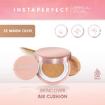 INSTAPERFECT Real Skin Cushion Complete Package (Skinover Air Cushion + Refill) Full Coverage Semi Matte Finish- Bundle Lengkap Make Up Tahan Lama