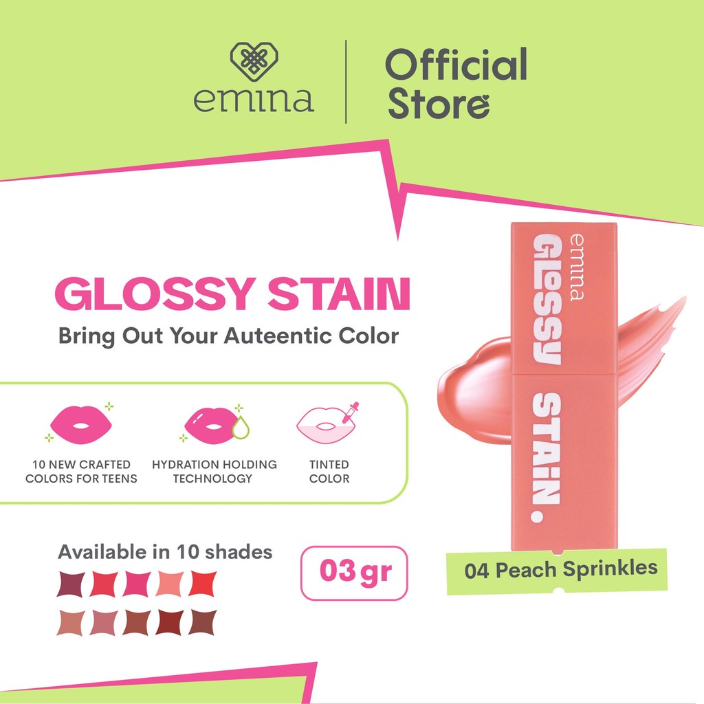 [SPECIAL 11.11] Emina Glossy Stain x Muzik Tiger 3 g - Melty Gel Lip Tint Glossy Finish, Tahan Lama dan Melembabkan