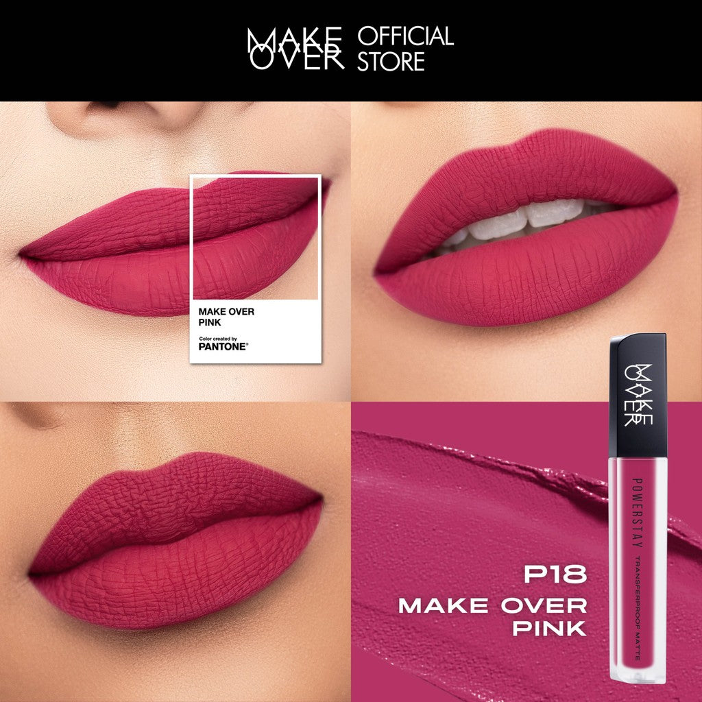 [TINTINTINWIN'S PICKS] MAKE OVER Powerstay Transferproof Matte Lip Cream - Lipcream x PANTONE Tahan Lama 14 Jam Lip Cream Tidak Kering Ringan Halus Kissproof Cocok untuk Ombre Lips Color Nude Lipstik BEST SELLER Lip Matte Lipstick 14H Make Up