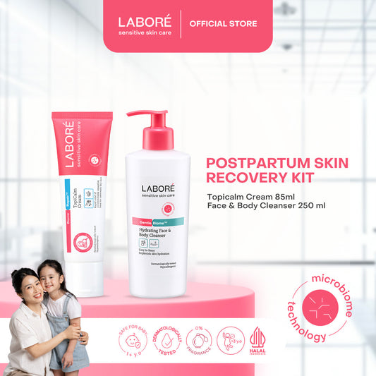 Labore Postpartum Skin Recovery Kit - Topicalm Cream 85 mL, Face & Body Cleanser 250 mL- Skincare Sabun dan Krim untuk Ibu dan Anak |Aman untuk Kulit Busui, Bumil, dan Bayi diatas 1 Tahun