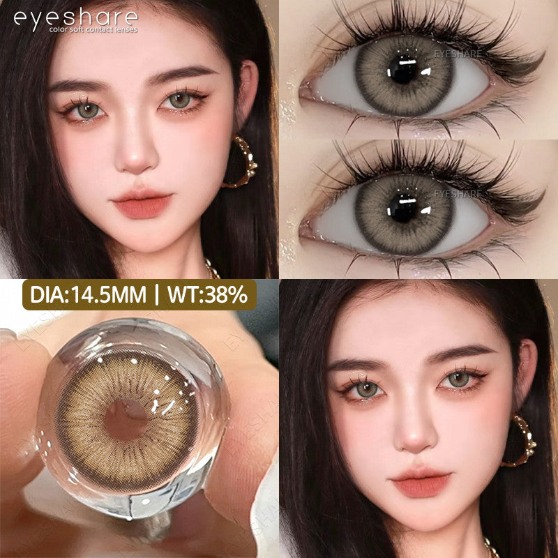 Eyeshare Softlens Big Eyes SAHARA Brown 1Pasang Lensa Kontak 14.5mm Gray Softlen