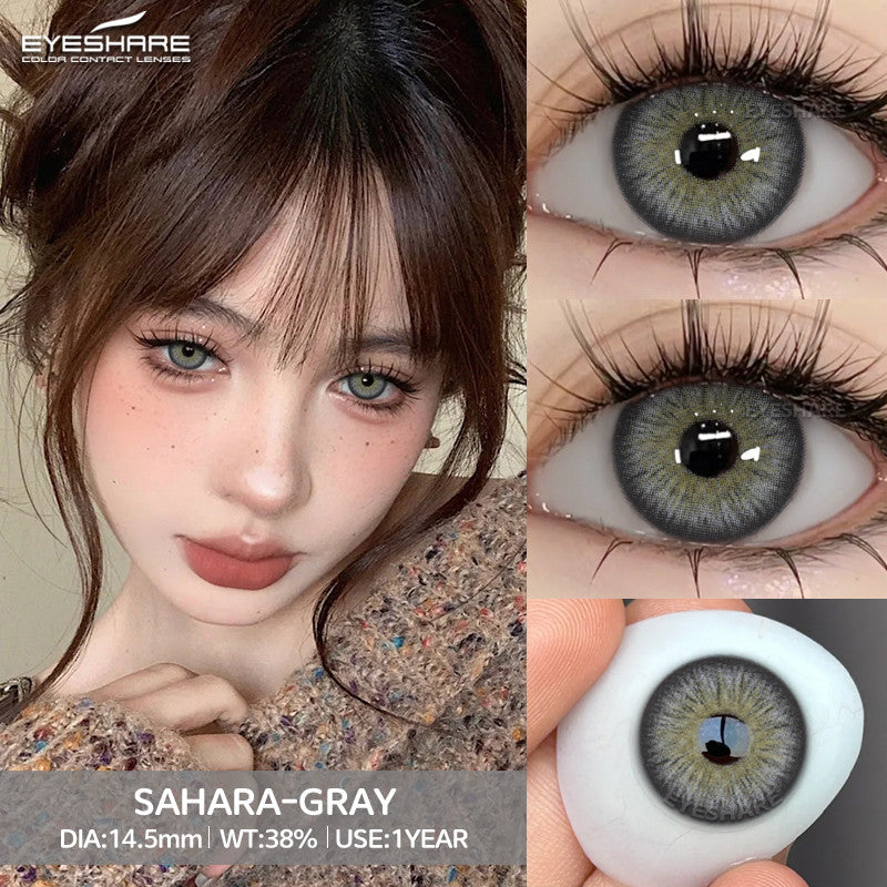 Eyeshare Softlens Big Eyes SAHARA Brown 1Pasang Lensa Kontak 14.5mm Gray Softlen