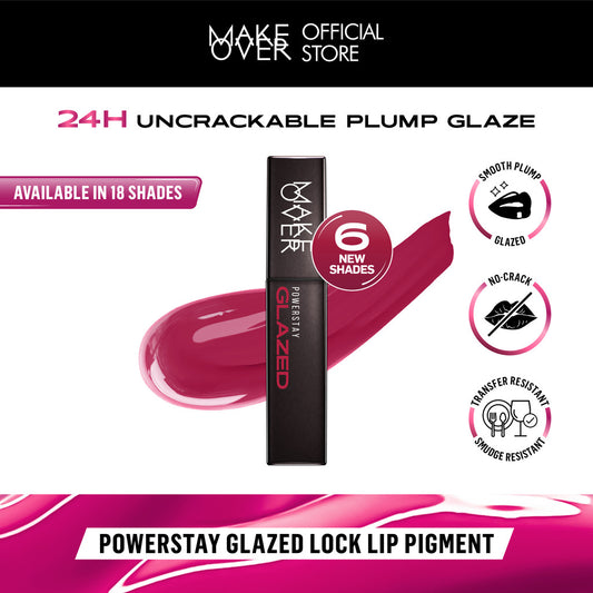 [TINTINTINWIN'S PICKS] MAKE OVER Powerstay Glazed Lock Lip Pigment - Plump Glazed Next Level Lip Gloss Lip Cream Transferproof Pigmented Tahan Lama 24 Jam Ringan Tidak Lengket di Bibir Lipstick Lipcream Lipstik DFW Nadya Hutagalung Pony Mira Agile Zsa Zsa
