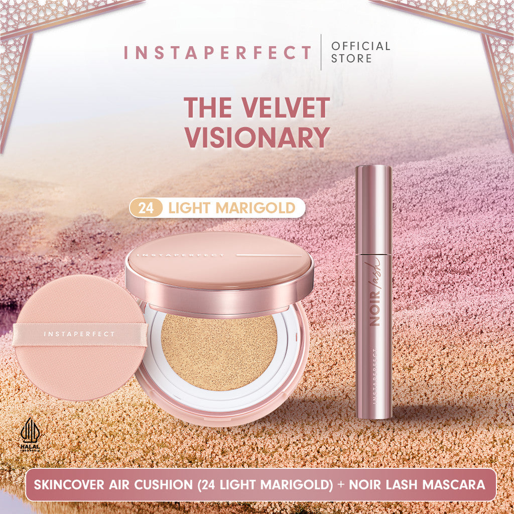 Instaperfect The Velvet Visionary Make Up (Mahogany) Look: Skin Cover Air Cushion, Silk Touch Blusher, Suede Lip Matte, Noir Lash Mascara