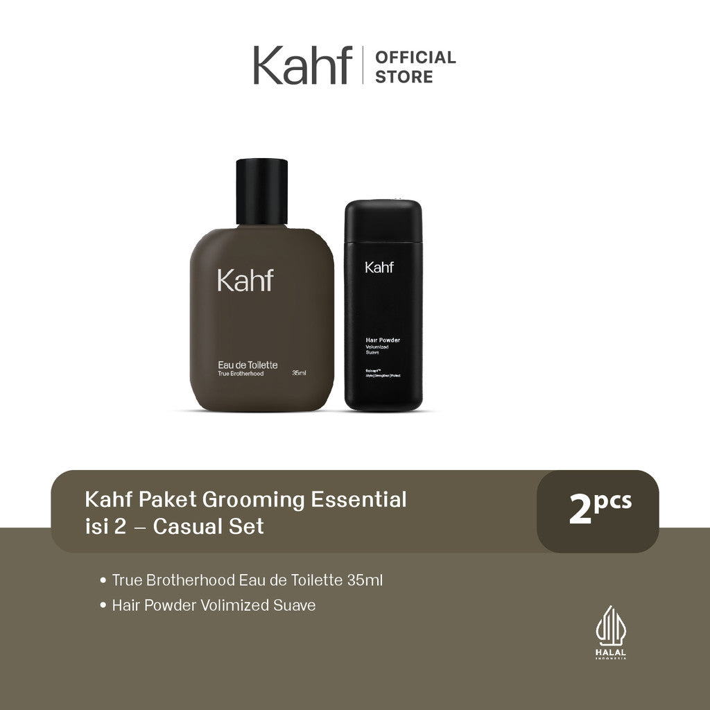 Kahf Paket Grooming Essential isi 2 - Eau de Toilette (EDT), Pomade, Hair Powder