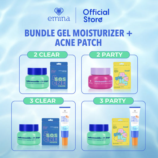 Emina Bundle Gel Moisturizer + Acne Patch - Bundle Moisturizer Gel, Pimple Pacth Acne Spot Treatment Sticker Jerawat Tipis Penghilang