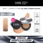MAKE OVER Healthy Matte Face Bundle: Hydrastay Prismatic Glass Cushion + Powerstay 24H Matte Powder Foundation - Paket Complexion Face Makeup Flawless Glow Cushion Smooth Cover 24 Jam Tahan Lama Foundation Bedak Concealer Wajah Baru