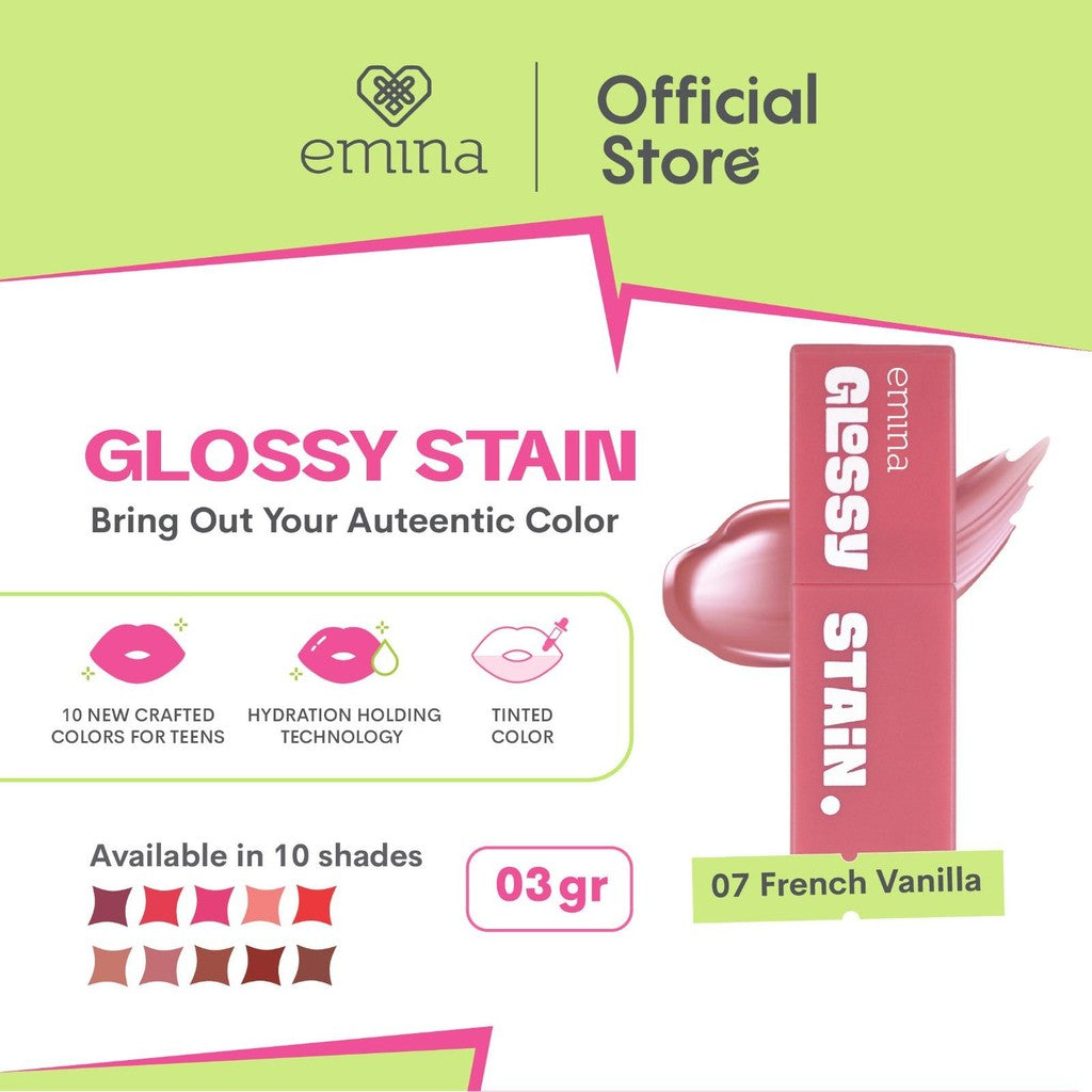 [SPECIAL 11.11] Emina Glossy Stain x Muzik Tiger 3 g - Melty Gel Lip Tint Glossy Finish, Tahan Lama dan Melembabkan