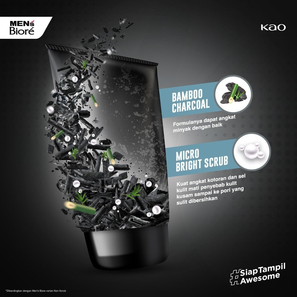 Men's Biore Sabun Muka Pria Scrub Bright Oil Clear 100gr Twinpack