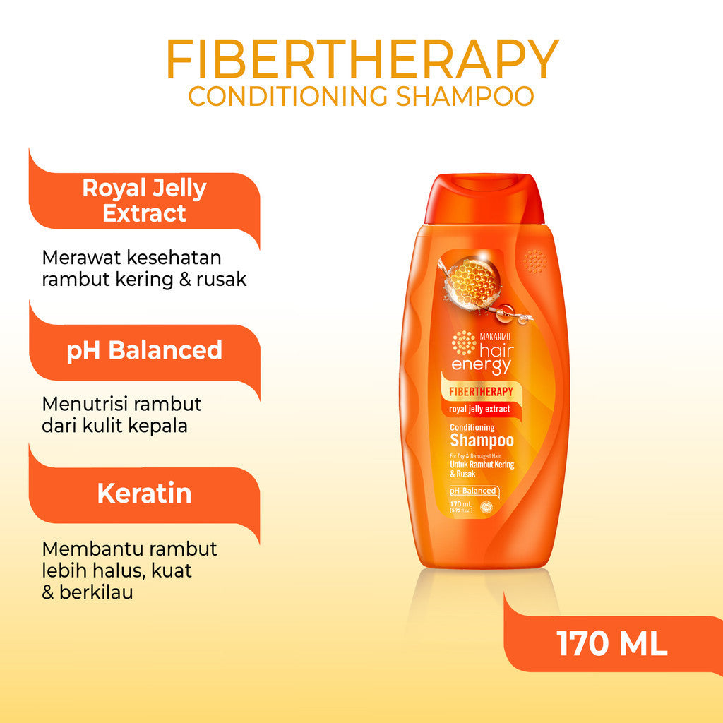 Paket Makarizo Hair Energy Shampoo Untuk Rambut Kering & Diwarnai Royal Jelly & Kiwi Extract 170mL