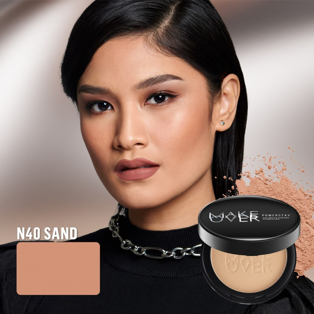 [ SPECIAL PRICE ] MAKE OVER Powerstay 24H Matte Powder Foundation -  Bedak Padat High Coverage Ringan Bedak Compact Wajah Flawless Make Up Tahan Lama 24 Jam Non-Comedogenic BEST SELLER Poreless DFW Nadya Hutagalung Pony Mira Agile Zsa Zsa Utari