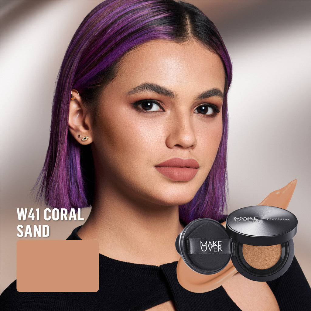 NEW! MAKE OVER Powerstay Sync Matte Cushion - Smart AI Matte Cushion High Coverage Zero Oxidation Oil Control Foundation Compact Makeup Concealer