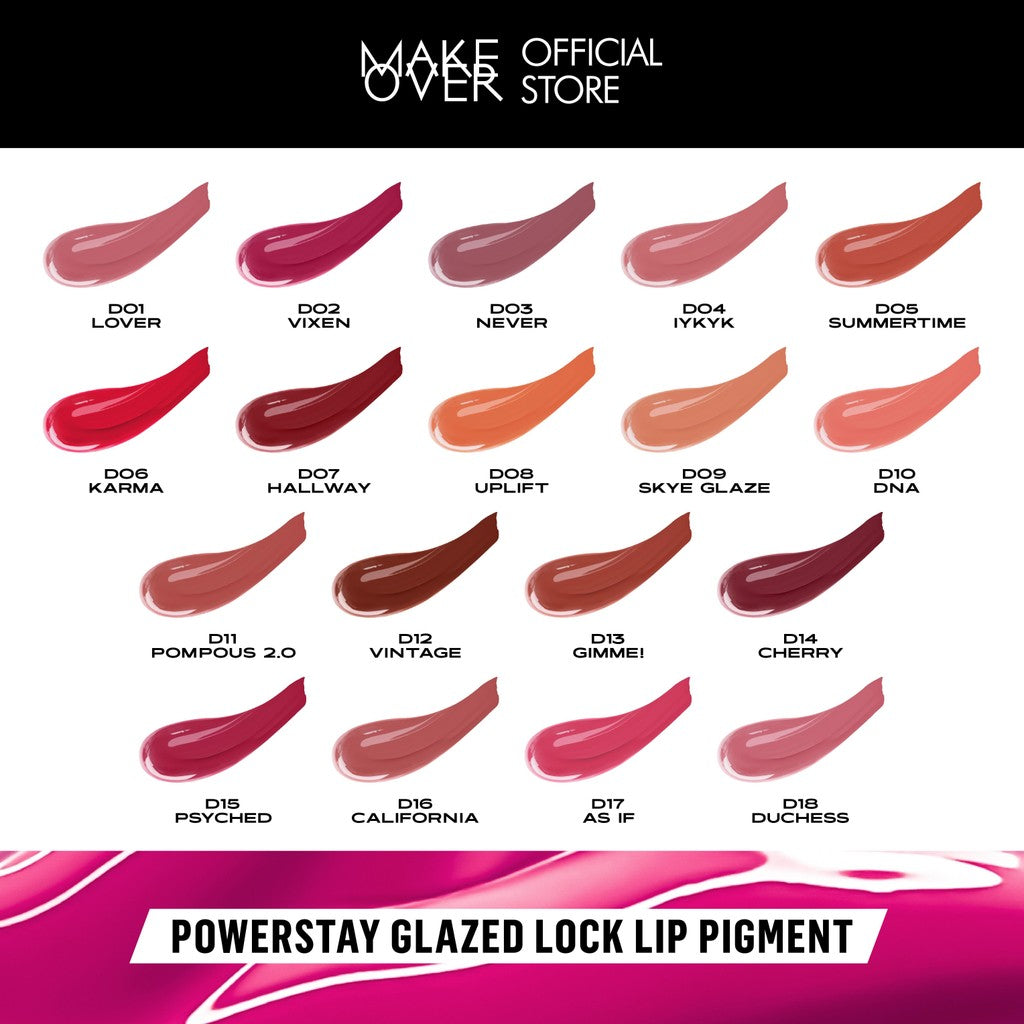 [TINTINTINWIN'S PICKS] MAKE OVER Powerstay Glazed Lock Lip Pigment - Plump Glazed Next Level Lip Gloss Lip Cream Transferproof Pigmented Tahan Lama 24 Jam Ringan Tidak Lengket di Bibir Lipstick Lipcream Lipstik DFW Nadya Hutagalung Pony Mira Agile Zsa Zsa