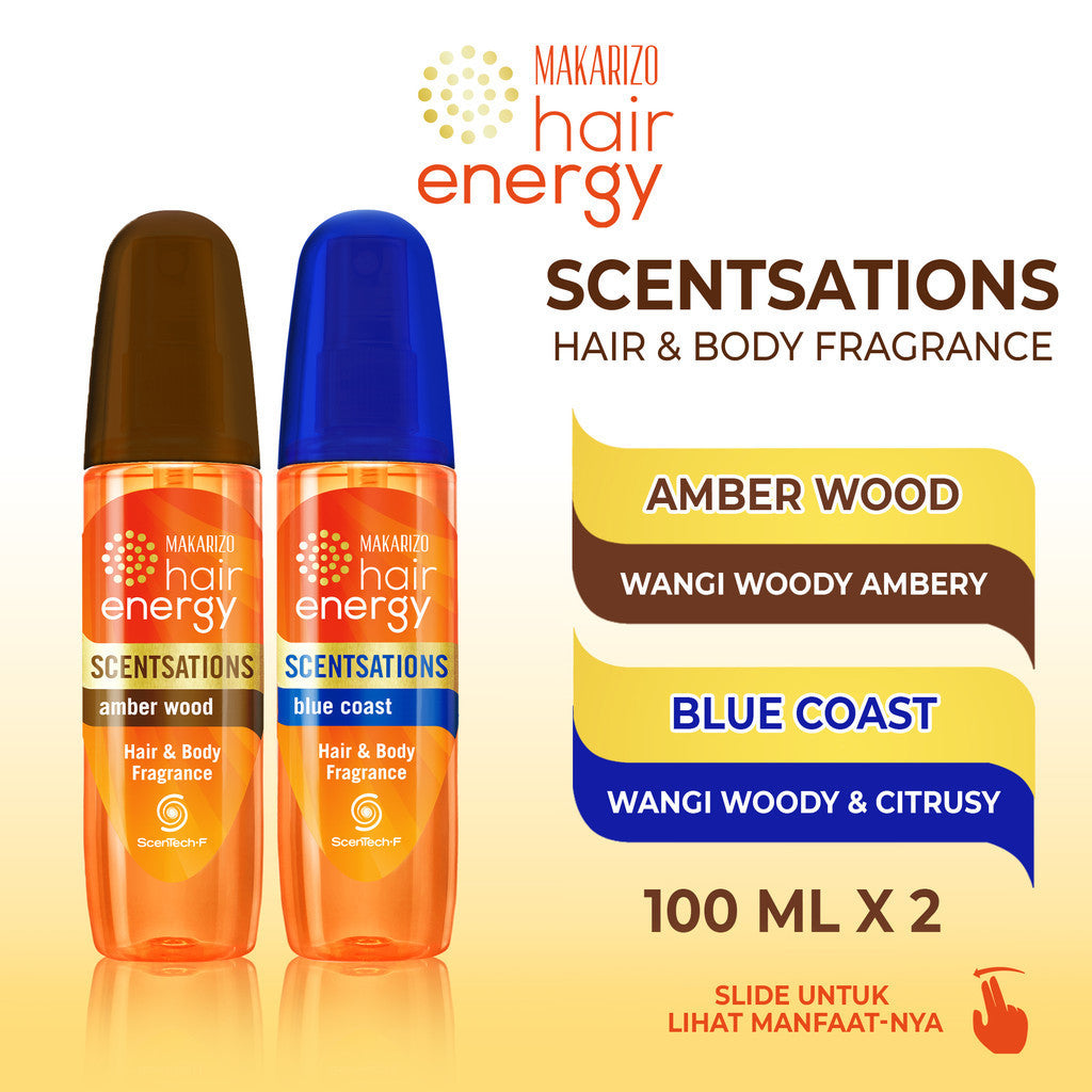 Paket Makarizo Hair Energy Scentsations Amber Wood & Blue Coast 100mL