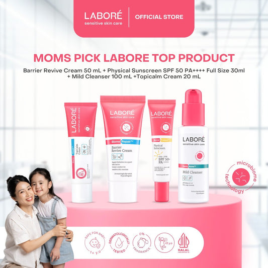 [Moms Pick] Labore Top Product - Barrier Revive Cream 50 mL + Physical Sunscreen SPF 50 PA++++ Full Size 30ml+ Mild Cleanser 100 mL, Topicalm Cream 10 mL