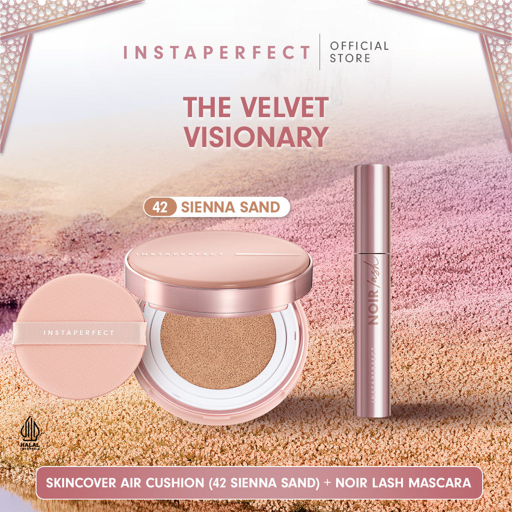 Instaperfect The Velvet Visionary Make Up (Mahogany) Look: Skin Cover Air Cushion, Silk Touch Blusher, Suede Lip Matte, Noir Lash Mascara